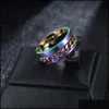 Band Rings Finger Fidget Spinner Stainless Steel Chain Rotatable Ring Men Classical Rome Digital Power Sense Gift Drop Deliver Bdehome Dhko5