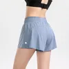 LU-1838 Marca Mulheres Yoga Outfit Cintura Alta Shorts de Corrida Exercício Calças Curtas Desgaste de Fitness Meninas Calças Elásticas Roupas Esportivas Prevenir Mau Funcionamento do Guarda-Roupa