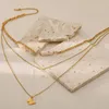 Подвесные ожерелья из нержавеющей стали украшения бабочки Высококачественные не затухающие 18 k металлический натуральный жемчужный колье колье годовщины подарки