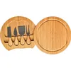 Kitchen Tools Bamboo Cheese Board and Knife Set Round Charcuterie Boards Swivel Meat Platter Holiday Housewarming Gift RRE134523295909