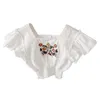 T-shirts Crop-Tops Age For 2 - 8 Yrs Baby Girls Lace Embroidery 2022 Summer White Beach Clothes Kids School Style Tee ShirtsT-shirts