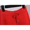 Suisses de route pour femmes Pantalons de jambe larges tricotés Set Printemps Fashion Longue Long Woman Rouge Vêtements lâches décontractés 2 pièces Topswomen's