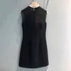 Basic & Casual Dresses designer ack dress Heprn style small la twork collar lerity slveless vest skirt suer D53S