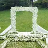 Decorazione di nozze di design quadrato europeo fiori di ciliegio porta ad arco fiori artificiali con ripiano in metallo per la disposizione dello sfondo della fase del partito