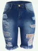 Slim 2020 femmes genou longueur jean déchiré gland genoux trous taille moyenne jean taille moyenne décontracté coupe ajustée femme pantalon