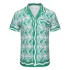 2022 Новые мужские рубашки Trairie Green Print Unisex Loak Silk Silk Complete Rideves Дизайнерские рубашки Ladies Summer Beachs Tops Asian Size M-3XL