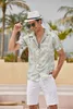 Men's Hawaiian Floral Shirts Cotton Linen Button Down Tropical Holiday Beach Shirts