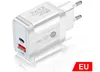 18W 12W PD Chargeur mural USB-C Type C Chargers EU US PLIG Adaptateur d'alimentation de voyage à domicile pour smartphone Samsung LG Android Phone avec boîte de détail