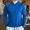 Autumn Gym Men T Shirt Casual Long Sleeve Slim Ops ees Elastic Shirt Sports Fitness andningsbar snabb torr huva 220728