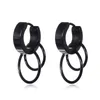 Hoop & Huggie Korean Style Unusual Earrings For Women Punk Black Titanium Steel Men PiercingEarrings Anti-allergy JewelryHoop