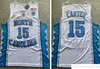 Camisas de basquete universitário costuradas NCAA North Carolina Tar Heels Vince 15 Carter Michael 23 Jorden Cole 2 Anthony Vintage Jersey Mens Laney High