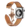 Genuine Cow Leather Watchband for Apple watch Strap 38mm 40mm 42mm 44mm 41mm 45mm Butterfly Buckle Bracelet Band Iwatch Strap Series1 2 3 4
