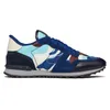 2023 Luxe mode rockrunner sneakers designer schoenen camo mesh lederen zwart rood blauw vrouwen casual schoenplatform loafers vintage trainers stud camouflage