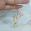 Zincirler Kadınlar Küçük Kolye Pentagram Küpeler 2 PCS Set Famal Gold Dolu Yıldız Kpop Tiny Kızlar Heal22