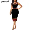 Summer Sexig vintage Bohemian Tryckt Bodycon klänningar Kvinnor ärmlös kvällsklubbfestklänning Elegant mantel Vestidos de Fiesta 220613