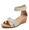 Nova fada estilo de verão senhoras sapatos flip loafers tecer cunhas de moda romana