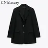 여성 패션 사무실 착용 싱글 브레스트 블랙 블레이저 코트 빈티지 긴 소매 정장 자켓 포켓 여성 겉옷 세련된 탑 220402