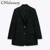 Abbigliamento da ufficio moda donna Cappotto blazer nero monopetto Cappotto vintage a maniche lunghe Tasche giacca Capispalla femminile Top chic 220402