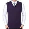 Men's Vests Mens Solid Sweater Vest Men Wool Pullover Brand V-Neck Sleeveless Hombre Knitwear Winter Casual Clothes Tops Stra22
