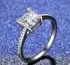 S925 Silver 1.2 carat Ring female fashion Princess square four claw lab diamond Wedding Ring
