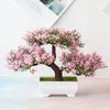 Dekorative Blumenkränze, kleine Bonsai-Baum, künstliche Pflanzen, Topf-Topf-Ornamente für Zuhause, Zimmer, Tisch, Schreibtisch, Dekoration, künstliche Pflanzen, Garten