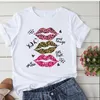 2022Short Womenle Women039S Casual Round Neck Pullover Summer Nuova maglietta bianca con sexy camicie di flanella per le labbra per donne9514713