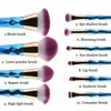 Makeup Brush Set 10 pc Blush Powder Eyebrow Eyeshadow Lip Nose diamond blue make up Brushes beauty tools