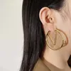 Boucles d'oreilles créoles pour femmes, grand cercle doré, simples, de styliste, 279E