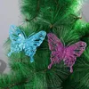 Christmas Decorations Butterflies Xmas Tree Ornaments Glitter Artificial Flower DIY Crafts Decor Single Layer Gold PowderChristmas