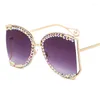 Óculos de sol lentes colorido copos feminino grande aro aro artesanal diamante de luxo de luxo de luxo de luxo