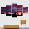 Chevaux sauvages et Prairie coucher de soleil moderne toile HD imprime affiches décor à la maison mur Art photos 5 pièces Art peintures pas de cadre