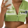 Tricot féminin t-shirts d'été boutonnière de crop tops crops sexy v cou de cou à manche courte à manches florales tricot tricot tricot