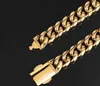 Hip hop 12mm spring snap Cuban Chain 8inch Bracelet Gold Plated 14K men's Necklace 18inch