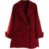 Casacos de lã femininos soltos plus size 6XL preto vermelho casacos de lã elegantes femininos outono inverno casacos femininos casuais grossos F259
