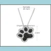 Pendant Necklaces Pendants Jewelry Cute Cat Dog Paw Lovely Necklace For Women Black Rhinestone Dainty Short Chain Child Female Accessories