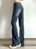 HEYounGIRL Casual Vintage Black Jeans Femmes Années 2000 Esthétique Maigre Pantalon Évasé Capris avec Ceinture Mode Pantalon Coréen 220701