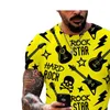 Fashion Music Guitar T -shirt 3D Print Mens Summer Round Neck Kort ärm överdimensionerade män Kläder Löst toppar Tees 6xl