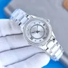 Fashion Womens Watch Moeder de Pearl Dial Volledig automatische mechanische beweging Sapphire krasbestendig glas Keramische stalen band Hoge kwaliteit Iced -out horloges