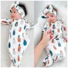 15971 Baby recém -nascido Baby Swaddle com Sacos de Casques de Sono da Cabeça Sacos de dormir com pajamas de fita de cabelo boates 2pcs/conjunto