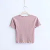 Vintage Wood Ears T Shirts O Neck Short Sleeve T-shirt Woman Slim Fit Shirt Tight Summer Retro Tops 6 Colors