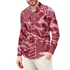 Hommes Chemises Décontractées Homme Homme Mode Top Polynésien Tribal Rouge Frangipanier Et Feuilles Imprimer Personnalisé Hawaii Style Hommes Automne Tops Long