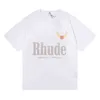 Designer De Luxe Marque Rhude Haute Qualité t-shirt National Mode Hommes D'été Lâche Grand Blanc À Manches Courtes Vêtements Marque Rhude Demi