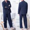 Pijama de algod￣o listrado para roupas de dormir para homens para homens para homens de manga curta L220823