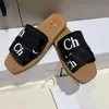 Beroemde Roze Designer Canvas Slippers Womens Sandalen Woody Mule Flat Sandels Slides Dames Chole Shoe Beach Coat Sandalias Luxe Vrouw Sandalies Maat US 9 9.5 10 41