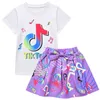 Tiktok Tiktok Children's Set Kirt Girls 'Three Piece Set Short Sleeve Kort kjolväska 3531