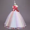 Schattig meisje kinderen lange huwelijksceremonie jurken tiener mesh jurk kinderkleding feest elegante prinses lange tule fs7801 0725