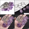 Arts And Crafts Natural Stone Key Rings Handbag Purse Holder Irregar Amethyst Crystal Quartz Stones Keychains Dangle Car Sports2010 Dhbzu