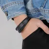 Bedelarmbanden Multi-layer hand geweven mannen lederen armband roestvrijstalen magnetische knop voor sieraden cadeau lars22