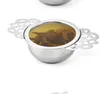 Colino da tè in acciaio inossidabile da 6,5 cm con tazza inferiore Filtro per spezie sfuso a doppio manico Filtro riutilizzabile Teiera