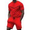 Été Streetwear survêtement décontracté hommes sport ensemble couleur unie à manches courtes Shorts ensembles hommes mode 2 pièces vêtements de sport 220602